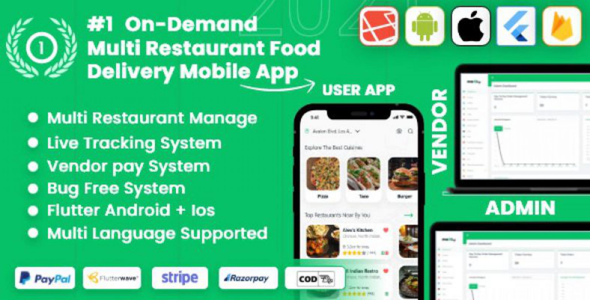 Food delivery - Multiple Restaurants Food Ordering Flutter App Mealup